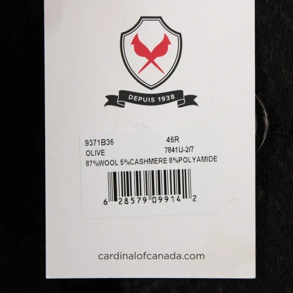 Cardinal of Canada NWT Overcoat Size 46R US in Green Herringbone Wool/Cash Blend